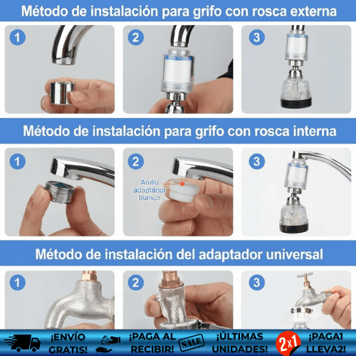 Purify® ¡Oferta2x1! | Filtro purificador de agua para grifo