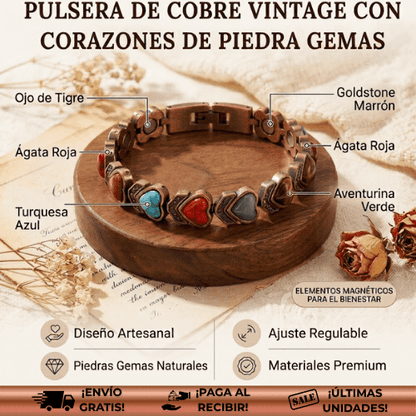 Serenis™ | Pulsera de cobre de corazones con imanes para bienestar