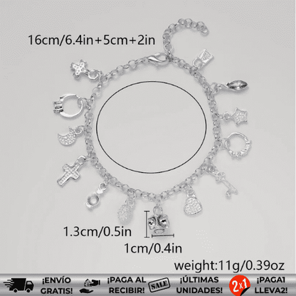 Amatista™ ¡OFERTA 2X1! |  Pulsera de Plata 925 con 13 amuletos